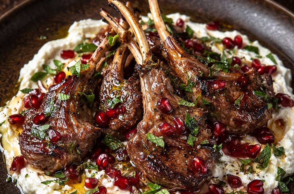Whipped feta lamb chops